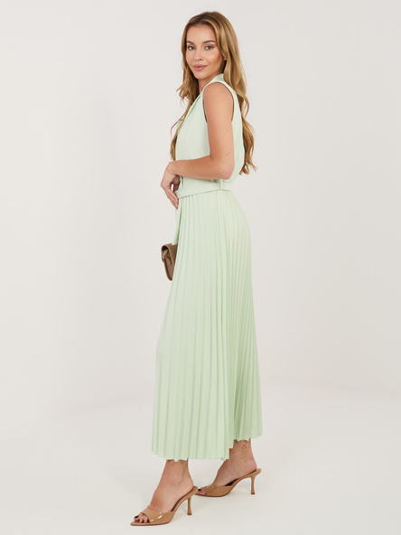 Minzfarbendes, plissiertes Kleid für eine Hochzeit RUE PARIS.