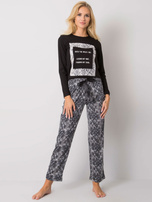 Black Sleeping Set with Print