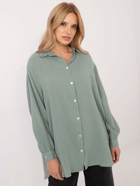 Hurt Pistacjowa muślinowa koszula z kołnierzykiem SUBLEVEL