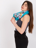 White and blue scarf with print
