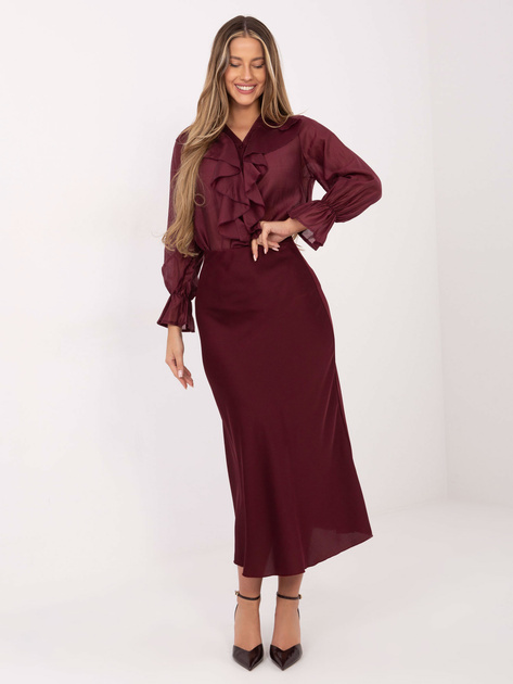 Burgundowa koszula z rękawem typu dzwon