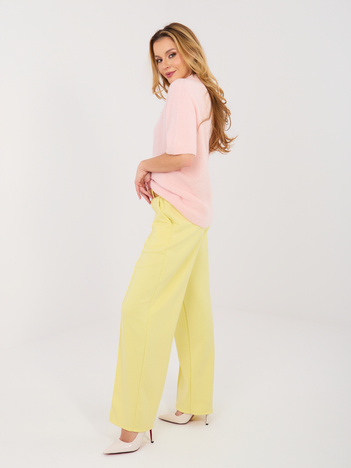 Pastelowe żółte dresowe spodnie z prostą nogawką RUE PARIS