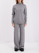 Szary swetrowy komplet ze spodniami wide leg