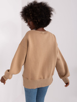 Hurt Ciemnobeżowa damska bluza basic z rozcięciami