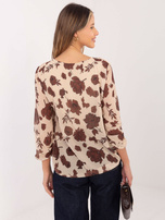 Beżowo-brązowa bluzka w kwiaty Liana