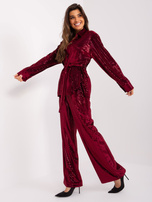 Hurtownia Bordowy elegancki komplet z paskiem