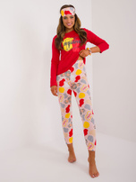 Hurtownia Czerwona damska piżama z nadrukiem