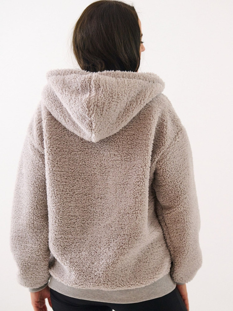 Jasnoszara damska bluza baranek z kieszeniami