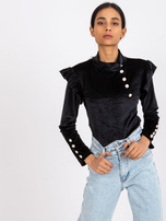 Black velour blouse with frills Capri