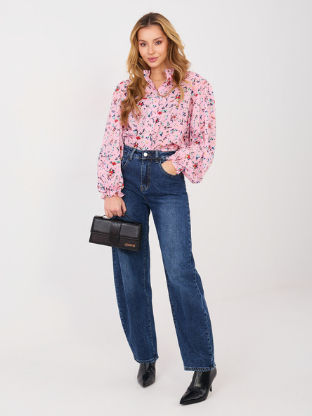 Różowa elegancka koszula w kwiaty