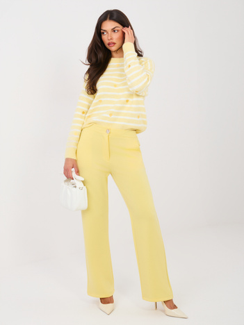 Jasnożółte spodnie z prostą nogawką RUE PARIS