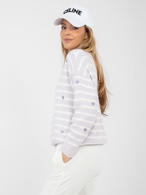 Jasnofioletowy sweter sweter oversize w paski