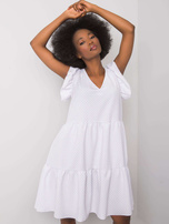 Biała sukienka w groszki Aubriella RUE PARIS