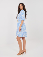 Pastel blue summer dress with a belt SUBLEVEL.