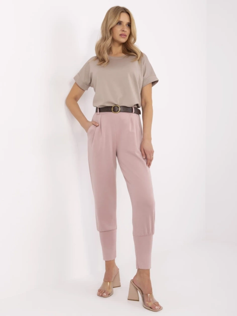 Hurt Brudnoróżowe dresowe spodniet z długimi ściągaczami