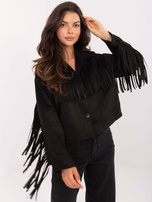 Czarna zamszowa kurtka w stylu westernowym