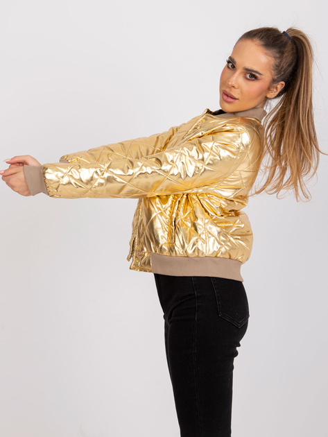 Złota pikowana kurtka bomberka Sherise