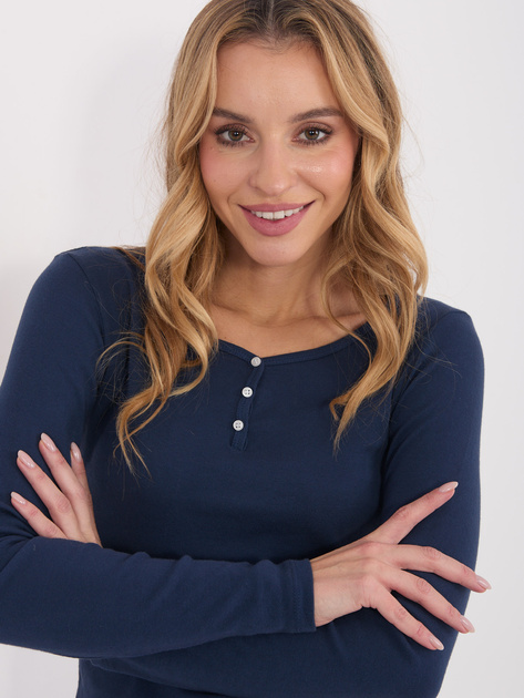 Granatowa krótka bluzka basic z bawełny