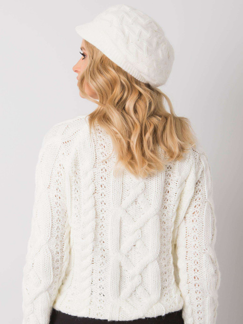 Ecru czapka zimowa z błyszczącą nicią