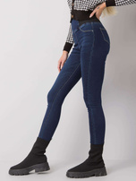 Ciemnoniebieskie jegginsy high waist Vernal