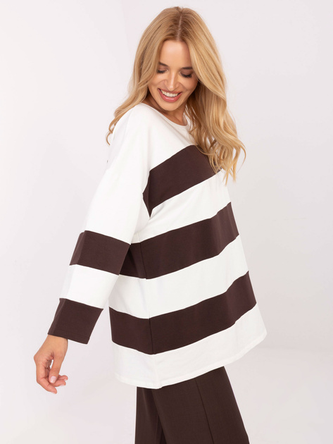 Ecru-brązowa bawełniana bluzka oversize