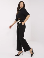 Czarny muślunowy komplet damski na lato