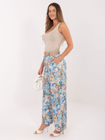 Jasnoniebieskie garniturowe spodnie z paskiem RUE PARIS