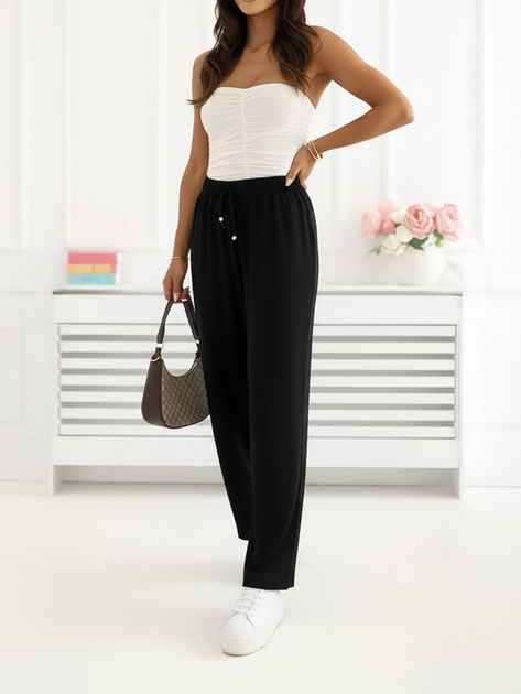 Czarne szerokie spodnie na lato