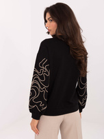 Czarna damska bluza z haftem na rękawach