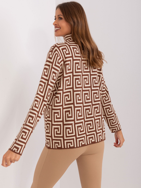 Hurtownia Brązowo-beżowy wzorzysty sweter