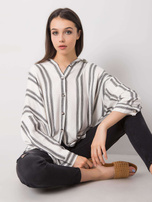 Ecru-czarna koszula w paski Augusta RUE PARIS