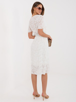 Ecru midi sukienka z kopertowym dekoltem