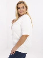 Ecru bawełniana bluzka plus size z haftem