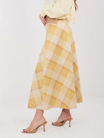 Żółta rozkloszowana spódnica w kratę