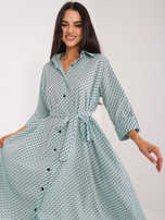 Hurt Miętowa sukienka koszulowa z rękawem 3/4