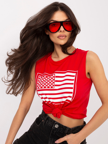 Czerwony top z nadrukiem Petra RUE PARIS