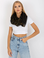 Czarno-khaki chusta komin z motywem 