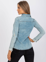 Jasnoniebieska koszula jeansowa z długim rękawem 