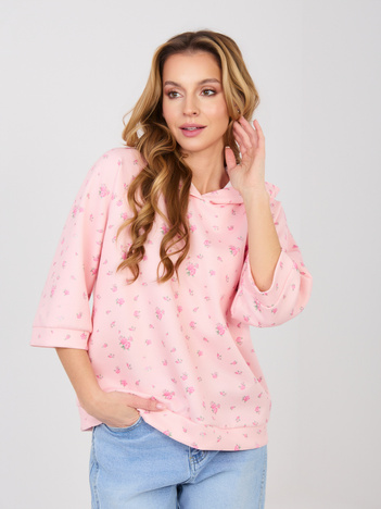 Pastelowa różowa damska bluza oversize z kapturem