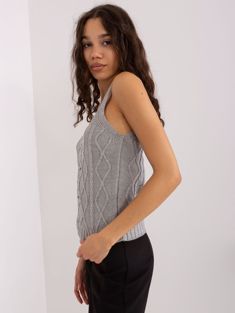 Hurtownia Szary dzianinowy komplet z wełną