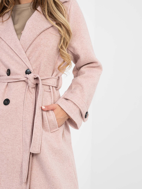 Brudnoróżowy dwurzędowy płaszcz z podszewką