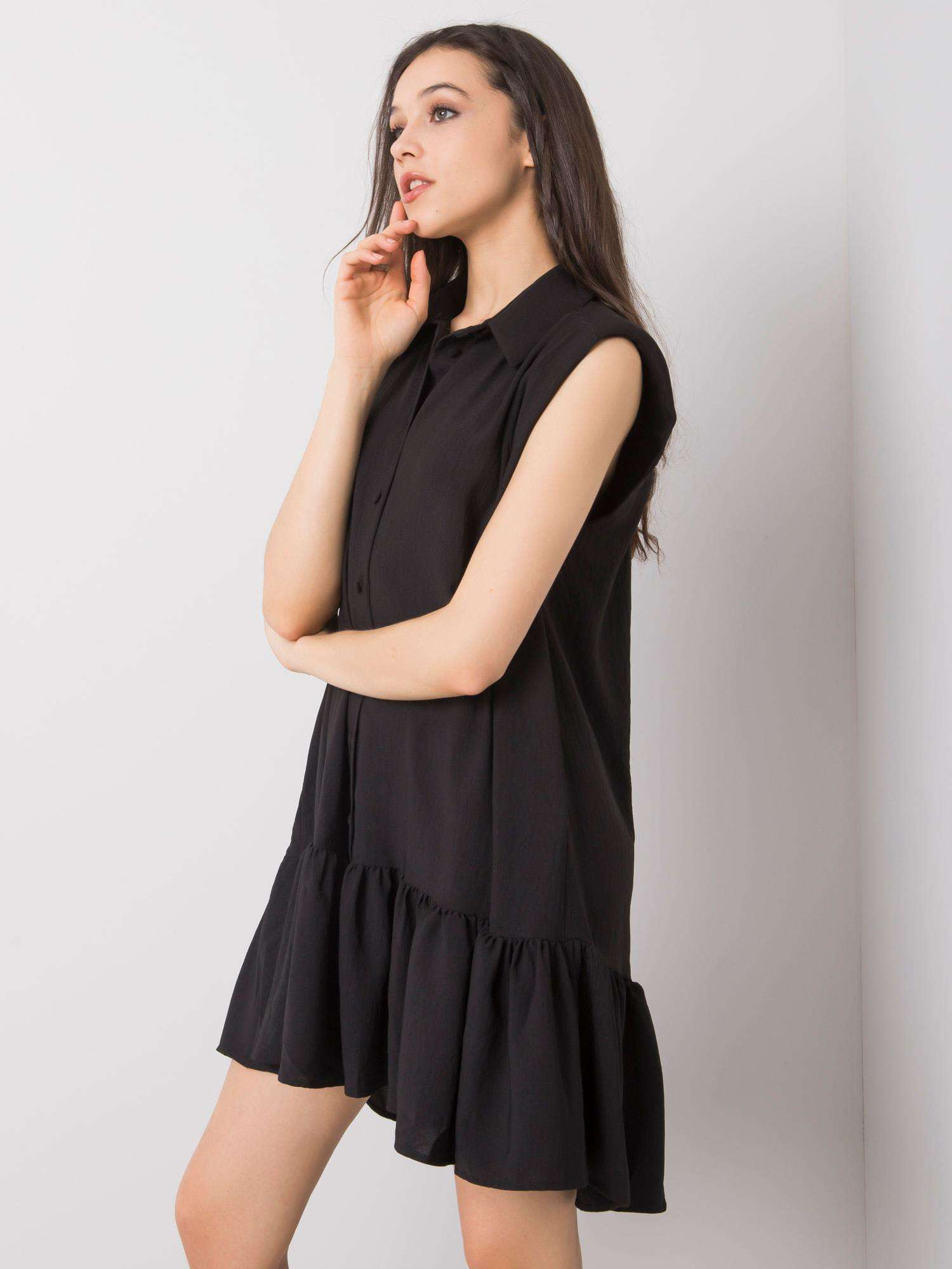 Schwarzes Sommerkleid mit Kragen Odelia RUE PARIS.