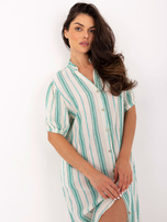 Ecru-zielona plażowa sukienka szmizjerka OCH BELLA 