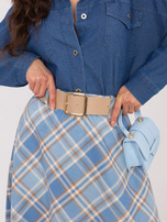 Niebieska rozkloszowana spódnica w kratę