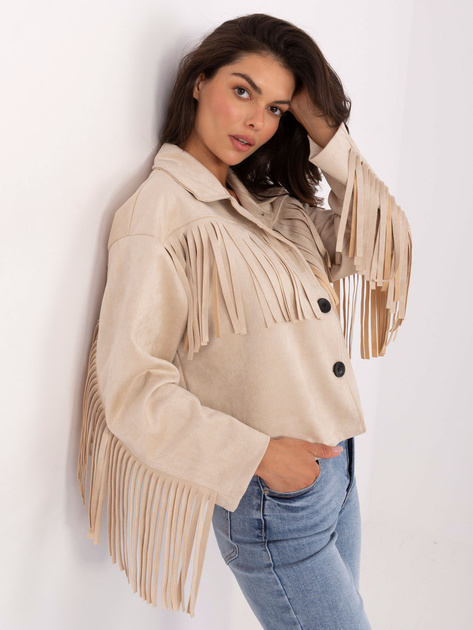 Beżowa kowbojska kurtka z guzikami