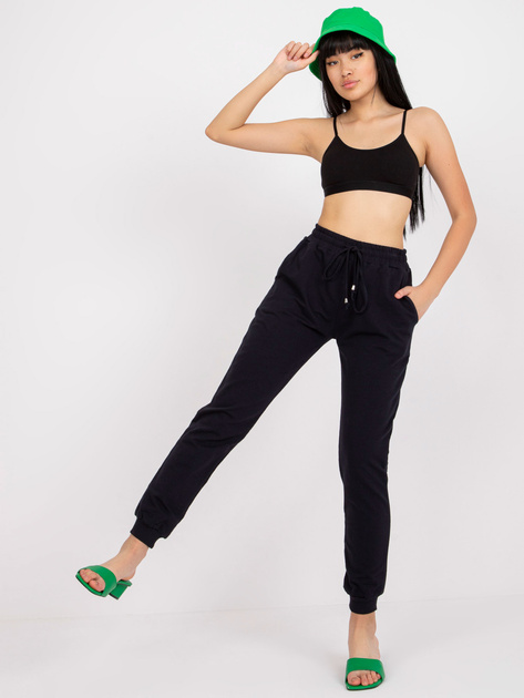 Granatowe dresowe spodnie basic z wiązaniem