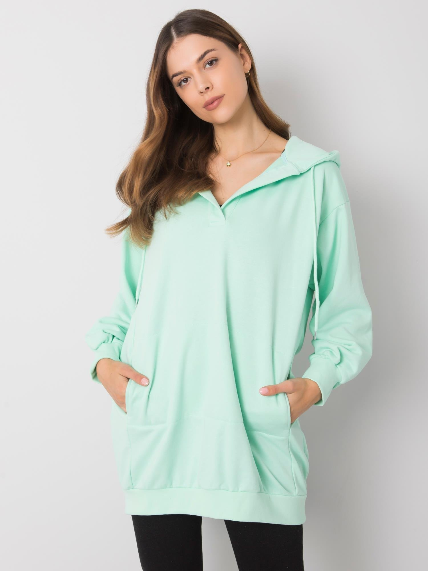 Miętowa bluza z kapturem Olive