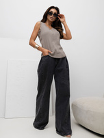 Fango prążkowany top z koronką RUE PARIS