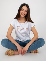 Hurt Biały damski t-shirt jednokolorowy z wycięciami