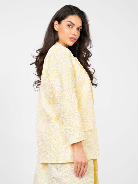 Pastelowa żółta marynarka z fakturowej tkaniny RUE PARIS